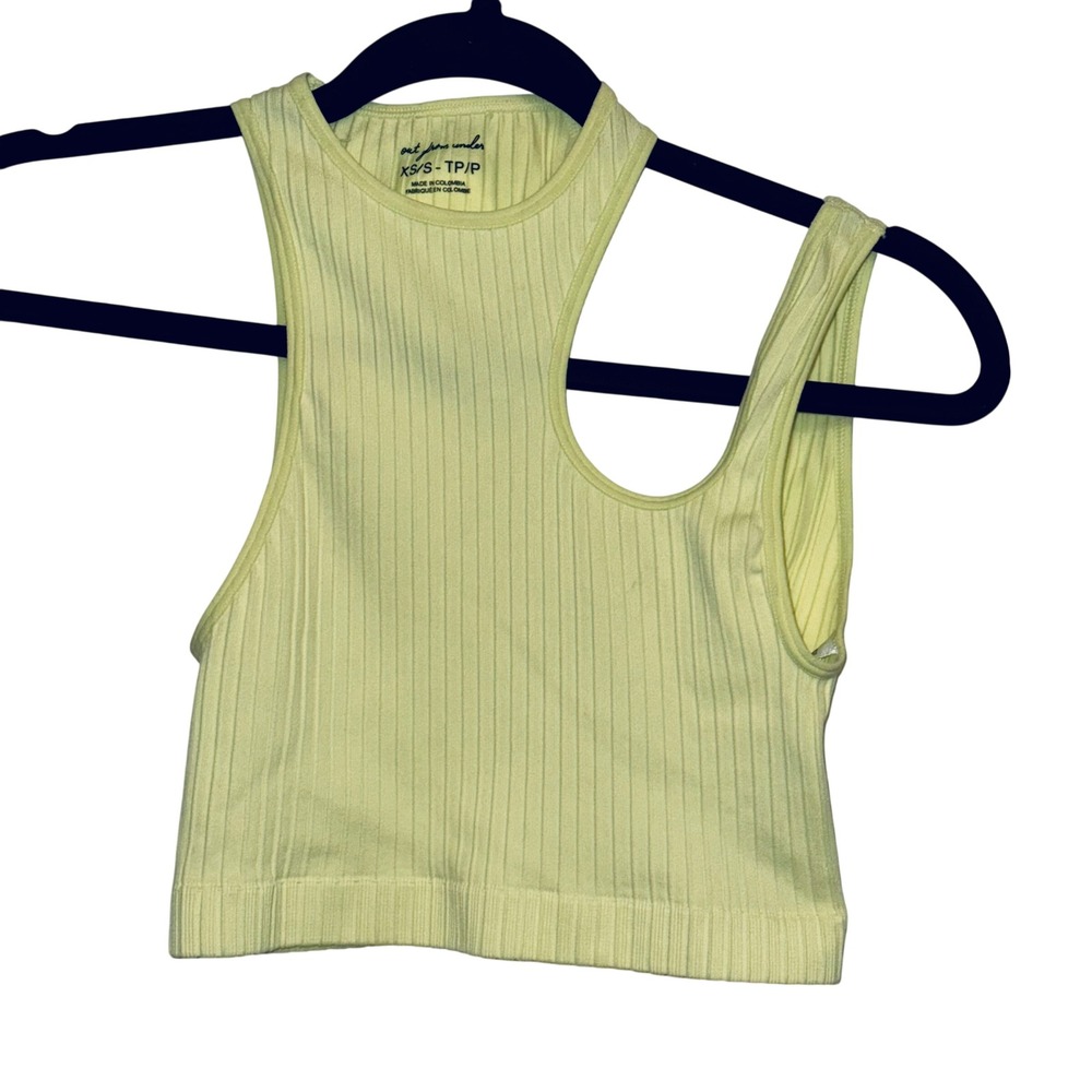 Out From Under Tank Top Women XS/S Lime Green Asymmetrical Cutout NWT